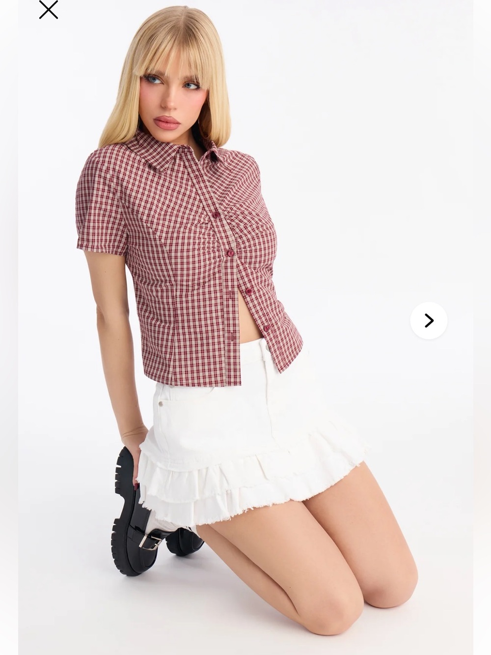 White Ruffle XL Mini Skirt nwt
